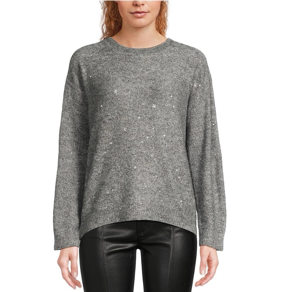 NWT H&M Embellished Crew Sweater with Sequins in Grey